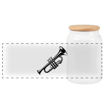 Trumpet - Panoramic Cookie Jar with Wooden Lid - white - Front