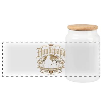 Hundepapa Vintage Blackletter - Panorama Keksdose mit Holzdeckel - Weiß - Vorne