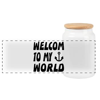 Sail - Panoramic Cookie Jar with Wooden Lid - white - Front