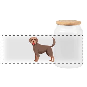 German Wirehaired Dog (Comic) - Panoramic Cookie Jar with Wooden Lid - white - Front
