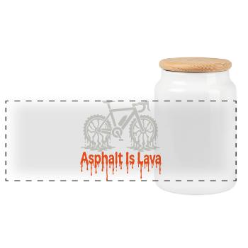 Asphalt Is Lava Bike - Panoramic Cookie Jar with Wooden Lid - white - Front