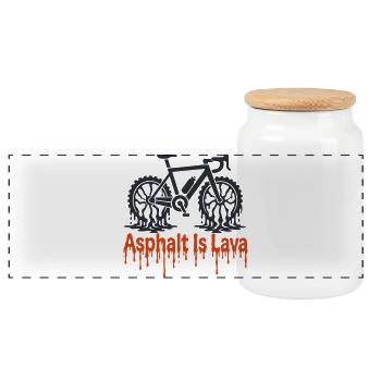 Asphalt Is Lava - Panorama Keksdose mit Holzdeckel - Weiß - Vorne