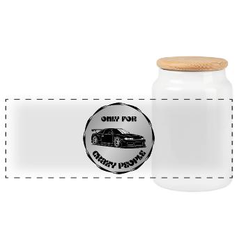 Only for Crazy Car People - Panoramic Cookie Jar with Wooden Lid - white - Front