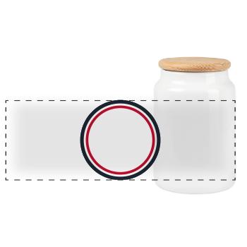 Circle Frame Red - Design your own custom text - Panoramic Cookie Jar with Wooden Lid - white - Front
