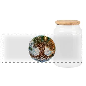 Circle Of Life - Panoramic Cookie Jar with Wooden Lid - white - Front