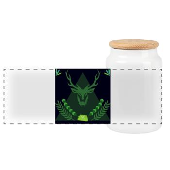 Forest spirit deer in triangle - Panoramic Cookie Jar with Wooden Lid - white - Front