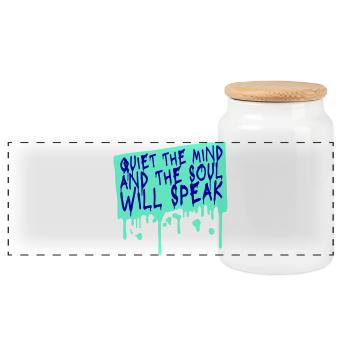 Quiet The Mind And The Soul Will Speak Ruhe Spruch - Panoramic Cookie Jar with Wooden Lid - white - Front
