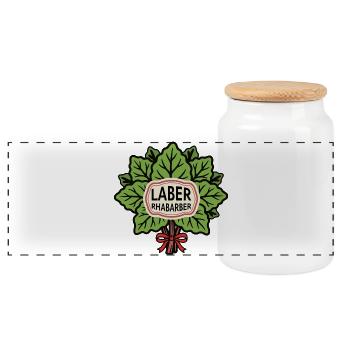 Rhabarber Laber Blätter Bouquet - Panorama Keksdose mit Holzdeckel - Weiß - Vorne