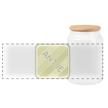 Gift for Antje - Panoramic Cookie Jar with Wooden Lid - white - Front