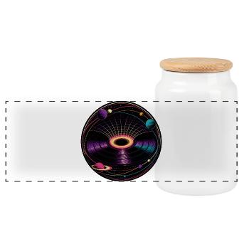 Gravity Well Vinyl Black Hole Physics - Panoramic Cookie Jar with Wooden Lid - white - Front