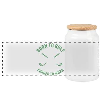 Born to Golf Forced to Work - Panoramic Cookie Jar with Wooden Lid - white - Front