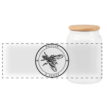 Mouche à merde – Illustration insecte - Boîte à biscuits avec couvercle en bois - blanc - Devant