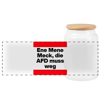 ENE MENE MECK DIE AFD MUSS WEG, NO AFD, NO NZS - Panorama Keksdose mit Holzdeckel - Weiß - Vorne