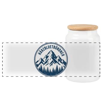 Graubünden - Panoramic Cookie Jar with Wooden Lid - white - Front