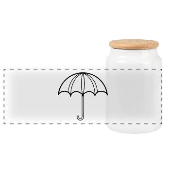 umbrella - Panoramic Cookie Jar with Wooden Lid - white - Front