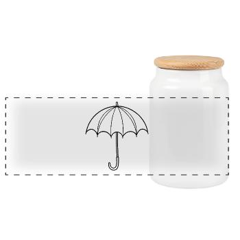 Umbrella - Panoramic Cookie Jar with Wooden Lid - white - Front