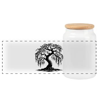 Twisted Willow Tree - Panoramic Cookie Jar with Wooden Lid - white - Front