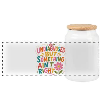 Undiagnosed, but something is wrong - Panoramic Cookie Jar with Wooden Lid - white - Front