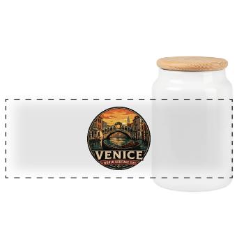 Insigne vintage de la gondole du Grand Canal de Venise - Boîte à biscuits avec couvercle en bois - blanc - Devant