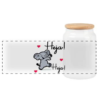 Hello Elephants - Panoramic Cookie Jar with Wooden Lid - white - Front