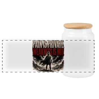 Pain Is Private Weakness Is Not Spartan Gym Shirt - Panoramic Cookie Jar with Wooden Lid - white - Front