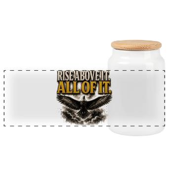 Rise Above It All Of It Eagle Motivation Shirt - Panoramic Cookie Jar with Wooden Lid - white - Front