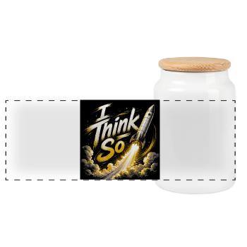 Think So Rocket Launch - Panoramic Cookie Jar with Wooden Lid - white - Front
