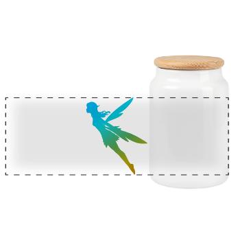 Gradient fairy with wings - Panoramic Cookie Jar with Wooden Lid - white - Front