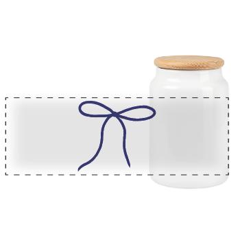 Blue Ribbon Bow Illustration - Panoramic Cookie Jar with Wooden Lid - white - Front