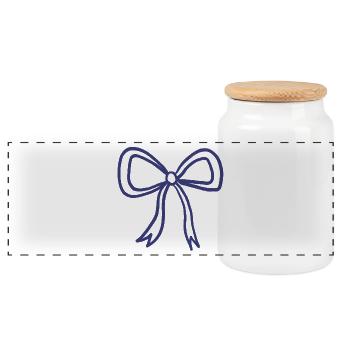 Art minimal de ruban en ligne - Boîte à biscuits avec couvercle en bois - blanc - Devant