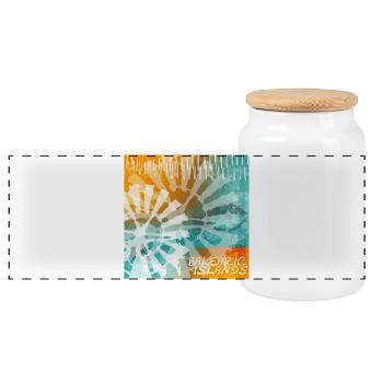 Balearic Islands Tie-Dye - Panoramic Cookie Jar with Wooden Lid - white - Front
