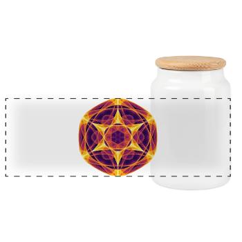 Solar Mandala – Math Art - Panoramic Cookie Jar with Wooden Lid - white - Front