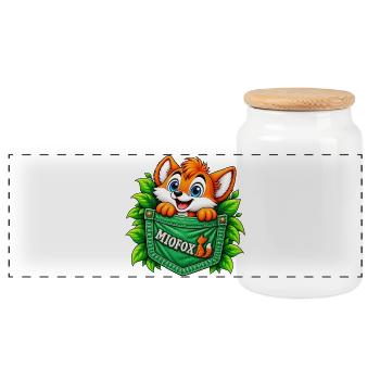 03_Mio_Tasche - Panoramic Cookie Jar with Wooden Lid - white - Front