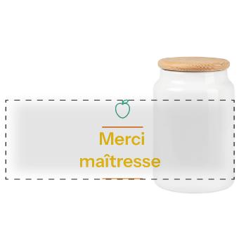 Merci maîtresse – design scolaire - Boîte à biscuits avec couvercle en bois - blanc - Devant