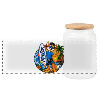 33_Miofox_Surfer4 - Panoramic Cookie Jar with Wooden Lid - white - Front
