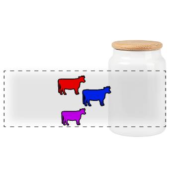 Cows - Panoramic Cookie Jar with Wooden Lid - white - Front