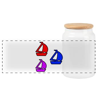 sailboats - Panoramic Cookie Jar with Wooden Lid - white - Front