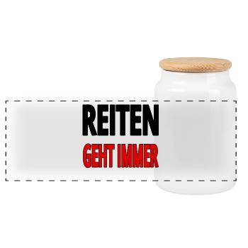 Reiten - Panorama Keksdose mit Holzdeckel - Weiß - Vorne