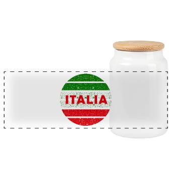 Italia Retro-Grunge Kreis - Panorama Keksdose mit Holzdeckel - Weiß - Vorne