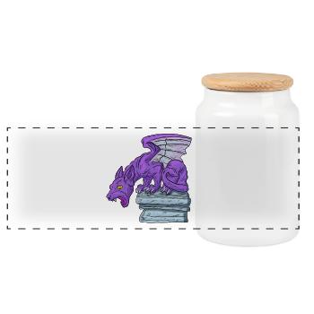 Purple Gargoyille - Panoramic Cookie Jar with Wooden Lid - white - Front