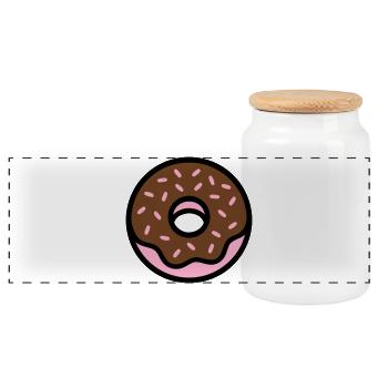 Donut Chocolate Sprinkles Icon - Panoramic Cookie Jar with Wooden Lid - white - Front