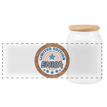 Enisa - Panoramic Cookie Jar with Wooden Lid - white - Front