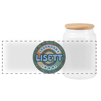 Lisett - Panoramic Cookie Jar with Wooden Lid - white - Front