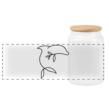 Dauphin minimaliste avec nageoire foliaire - Boîte à biscuits avec couvercle en bois - blanc - Devant