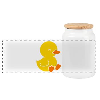 Cute yellow chick for kids - Panoramic Cookie Jar with Wooden Lid - white - Front