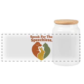 Speak For The Speechless Animal Rights Retro - Panoramic Cookie Jar with Wooden Lid - white - Front