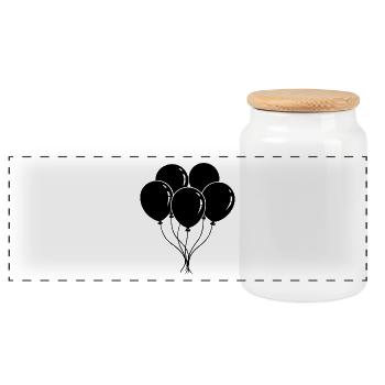 Birthday Balloons - Panoramic Cookie Jar with Wooden Lid - white - Front
