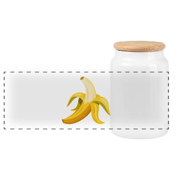 Banana Peeled - Panoramic Cookie Jar with Wooden Lid - white - Front