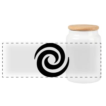 Japanese Spiral - Panoramic Cookie Jar with Wooden Lid - white - Front