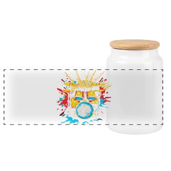 Drums Steamwave - Panoramic Cookie Jar with Wooden Lid - white - Front